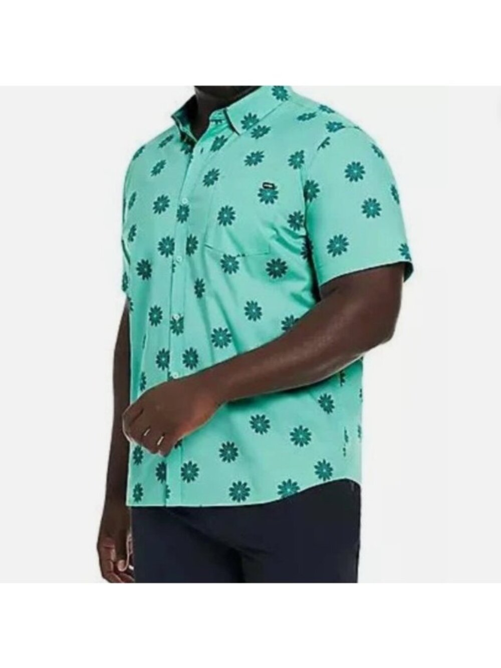 Hurley Men’s Button Down  Green Floral Print Short Sleeve Shirt-Siize XL-NWT